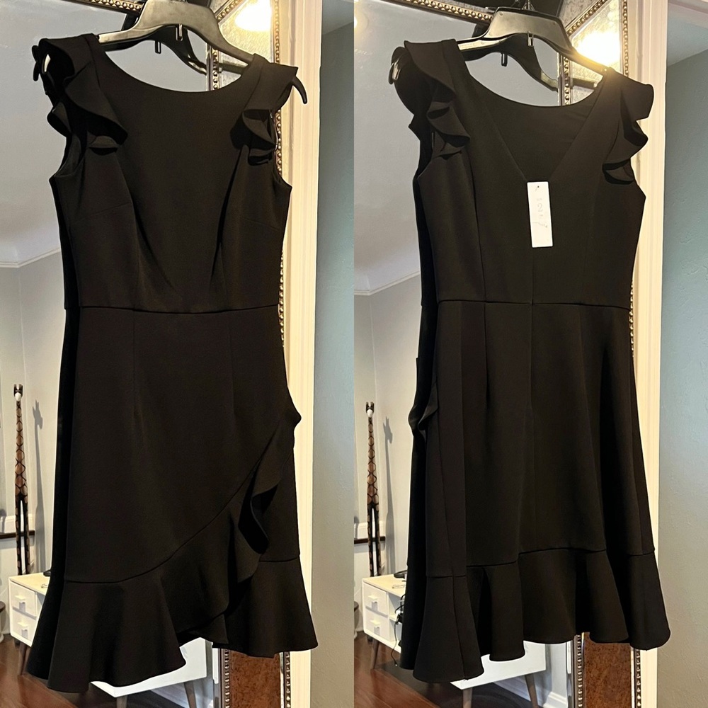 Donna Morgan black ruffle dress